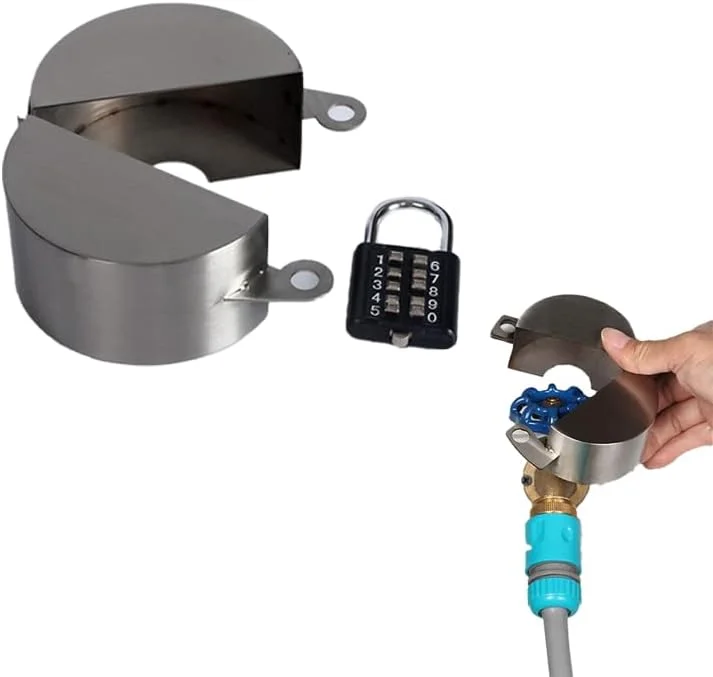 قفل امنیتی شیر آب بیرونی FDTY، 1 عدد، با قفل رمزدار، پوشش ایمنی قفل شیر آب بیرونی، با قفل ترکیبی، استیل ضد زنگ
