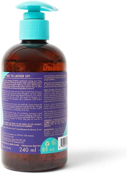 شامپو و شوینده آلوئه ورا مخصوص کودکان As I Am Born Curly، ۲۳۶ میلی لیتر، شفاف