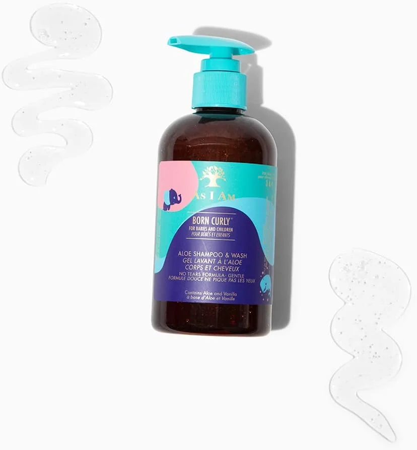 شامپو و شوینده آلوئه ورا مخصوص کودکان As I Am Born Curly، ۲۳۶ میلی لیتر، شفاف