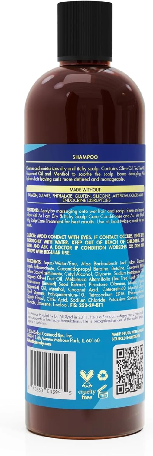 شامپو مراقبت از پوست سر خشک و خارش دار از برند از آی ام - 355 میلی لیتر - پاک کننده و مرطوب کننده پوست سر خشک و خارش دار - حاوی روغن زیتون، روغن درخت چای و روغن نعناع فلفلی