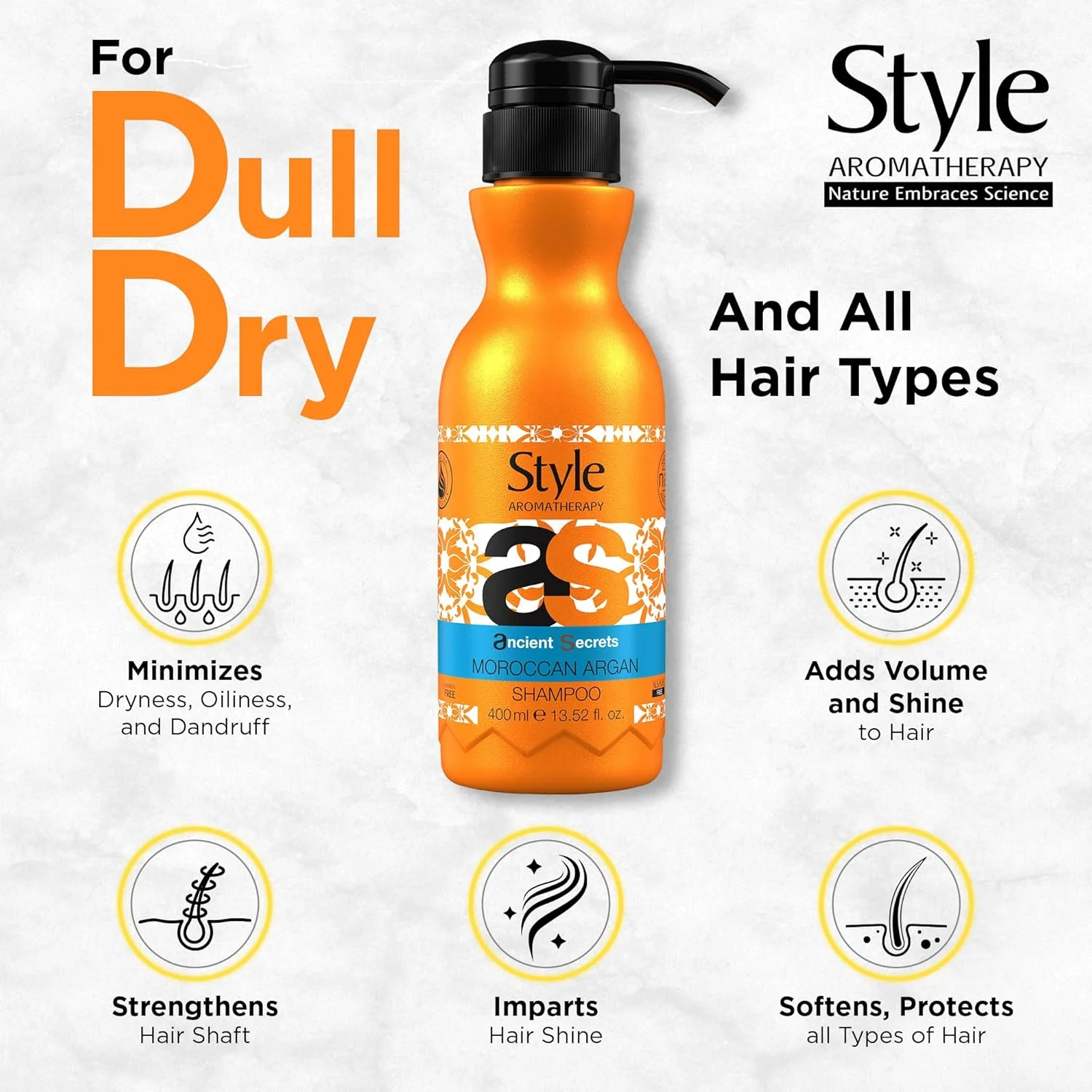 شامپو آرگان مراکشی حرفه ای استایل آروماتراپی 400 میلی لیتر | بدون سولفات | بدون پارابن | برای موهای خشک، کدر و انواع مو شامپو آرگان مراکشی حرفه ای استایل آروماتراپی 400 میلی لیتر | بدون سولفات | بدون پارابن | برای موهای خشک، کدر و انواع مو