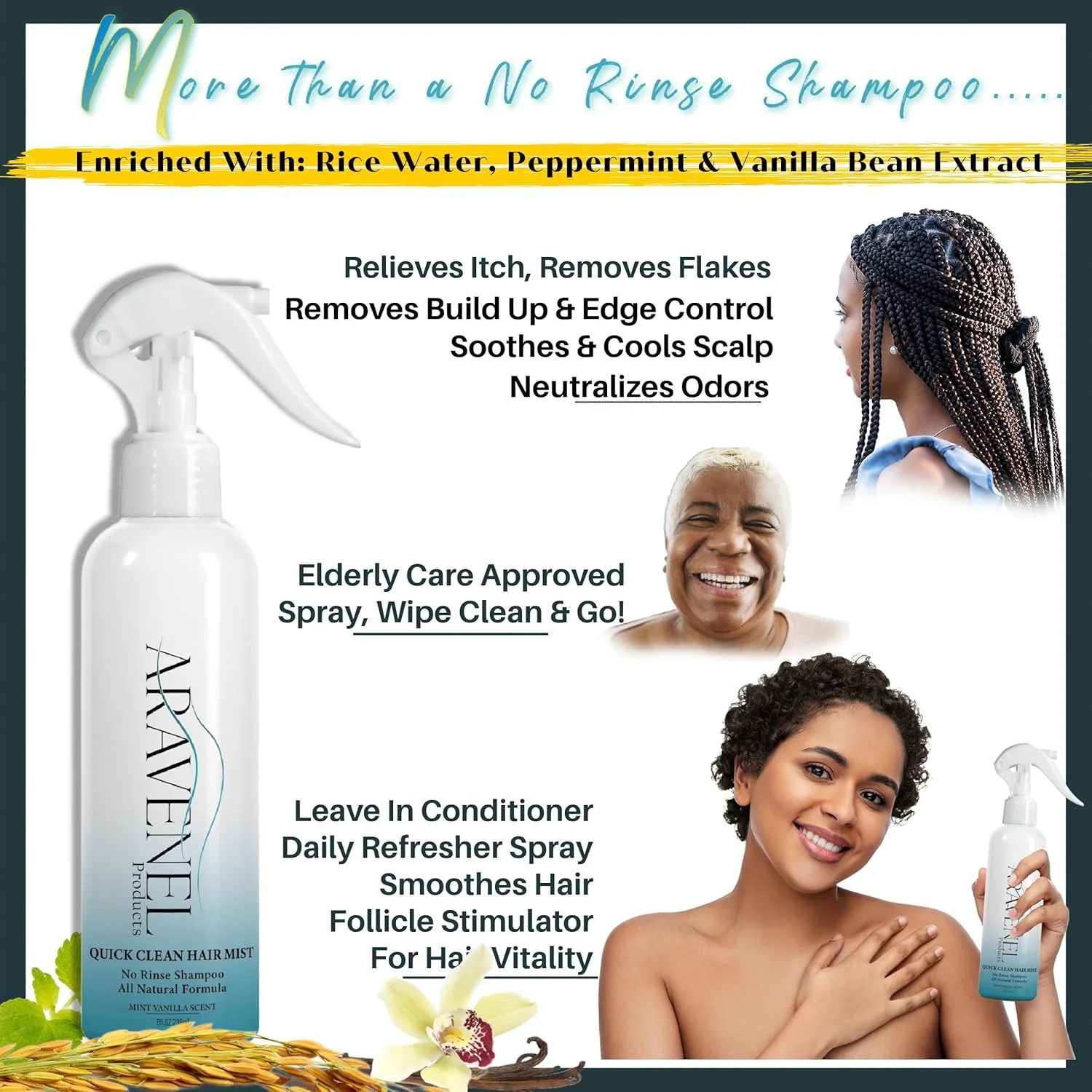 اسپری شامپو خشک و سریع تمیز کننده مو آراونل با آب برنج و نعناع، مناسب بافت و درِدلاک، شامپو و طراوت بخش بدون نیاز به آبکشی. کاملا طبیعی، از بین برنده رسوبات، بو، خارش، کمک به رشد، چند منظوره - 120 میلی لیتر اسپری شامپو خشک و سریع تمیز کننده مو آراونل با آب برنج و نعناع، مناسب بافت و درِدلاک، شامپو و طراوت بخش بدون نیاز به آبکشی. کاملا طبیعی، از بین برنده رسوبات، بو، خارش، کمک به رشد، چند منظوره - 120 میلی لیتر