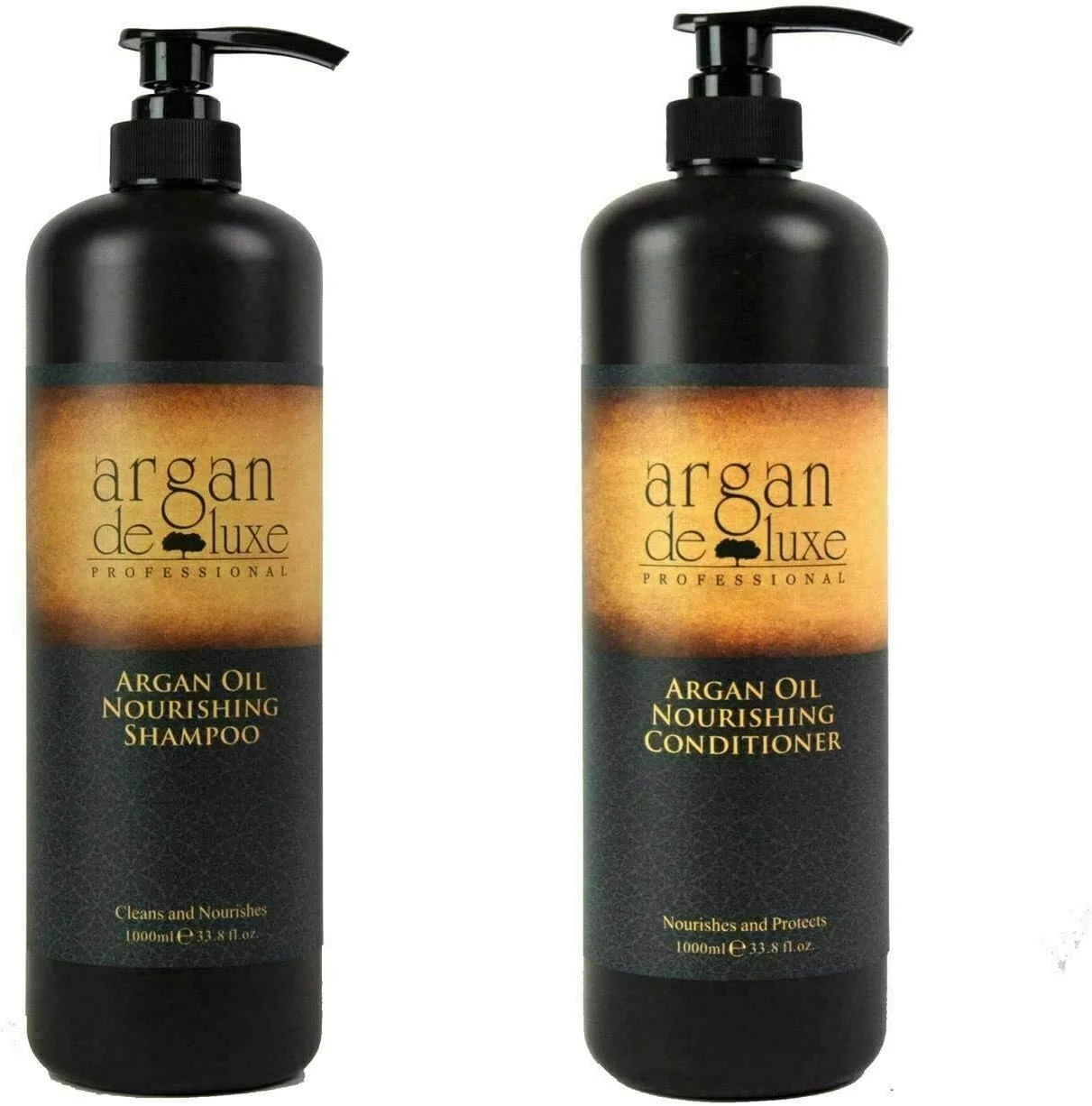 مجموعه شامپو و نرم کننده روغن آرگان مراکشی حرفه ای آرگان دلوکس، فوق العاده آبرسان و مرطوب کننده، کیفیت سالنی برای انواع موهای مردان و زنان (2 x 980ml)