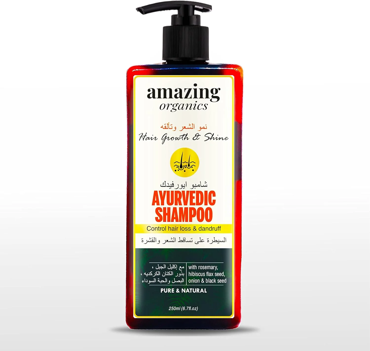شامپو مو ارگانیک شگفت انگیز برای رشد، درخشندگی و ضخامت مو، کنترل ریزش مو و موخوره برای خانم ها و آقایان