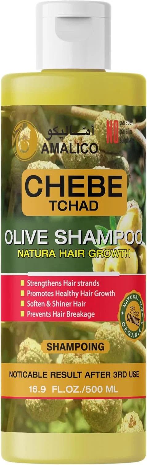 شامپو آمالیکو برای رشد موهای ابریشمی با پودر چبه و روغن زیتون - شامپو ارگانیک آماده مصرف برای موهای زنان و مردان - بدون سولفات - 500 میلی لیتر