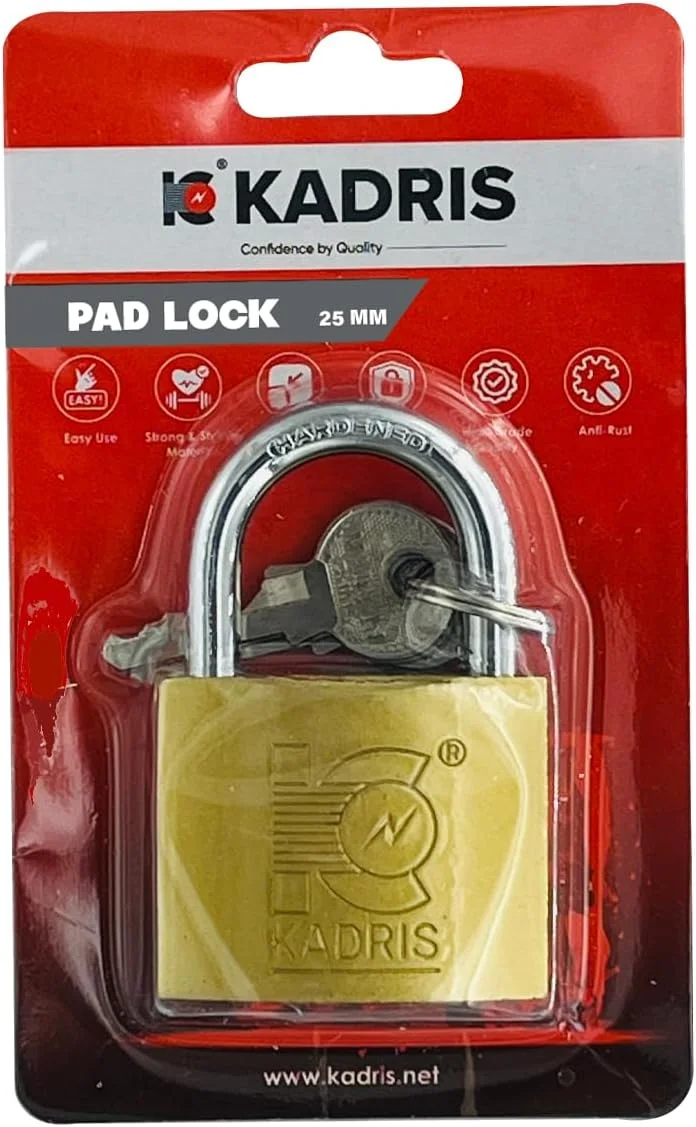 قفل آویز برنجی سنگین کادریس مدل HA-1426، سایز 25 میلی متر، کروم