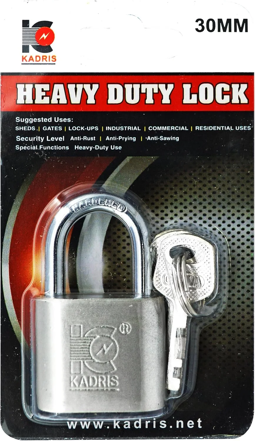 قفل آویز فولادی سنگین کادریس مدل HA-1750، سایز 30 میلی متر، نقره ای