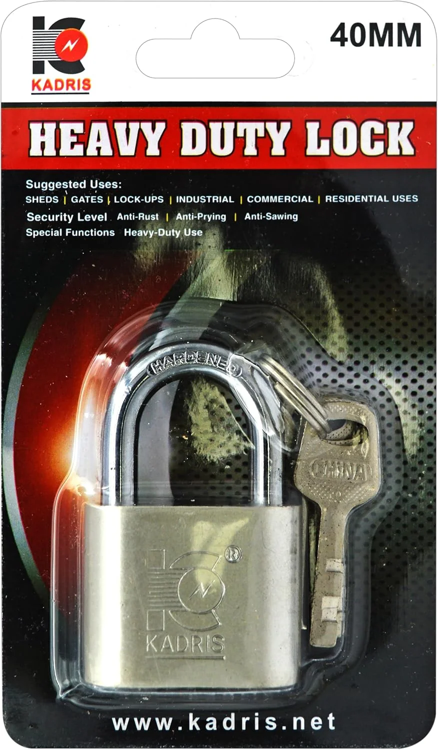 قفل آویز فولادی سنگین کادریس مدل HA-1814، سایز 40 میلی متر، نقره ای