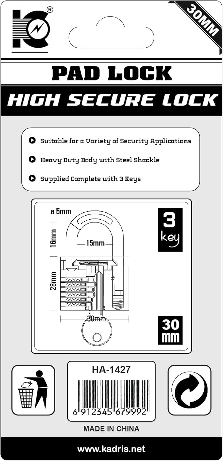 قفل آویز برنجی سنگین کادریس مدل HA-1427، سایز 30 میلی متر، کروم قفل آویز برنجی سنگین کادریس مدل HA-1427، سایز 30 میلی متر، کروم