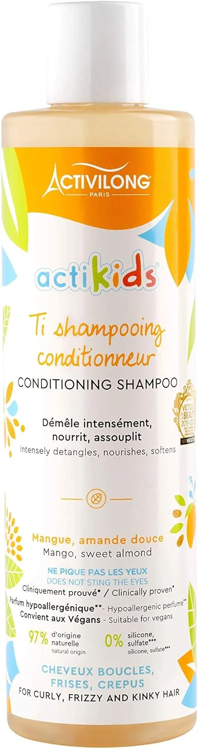 شامپو نرم کننده Activilong Actikids - پاک کننده ملایم و مراقبت مغذی برای موهای ظریف کودکان - غنی شده با روغن بادام شیرین ارگانیک و کره انبه - 300 میلی لیتر شامپو نرم کننده Activilong Actikids - پاک کننده ملایم و مراقبت مغذی برای موهای ظریف کودکان - غنی شده با روغن بادام شیرین ارگانیک و کره انبه - 300 میلی لیتر