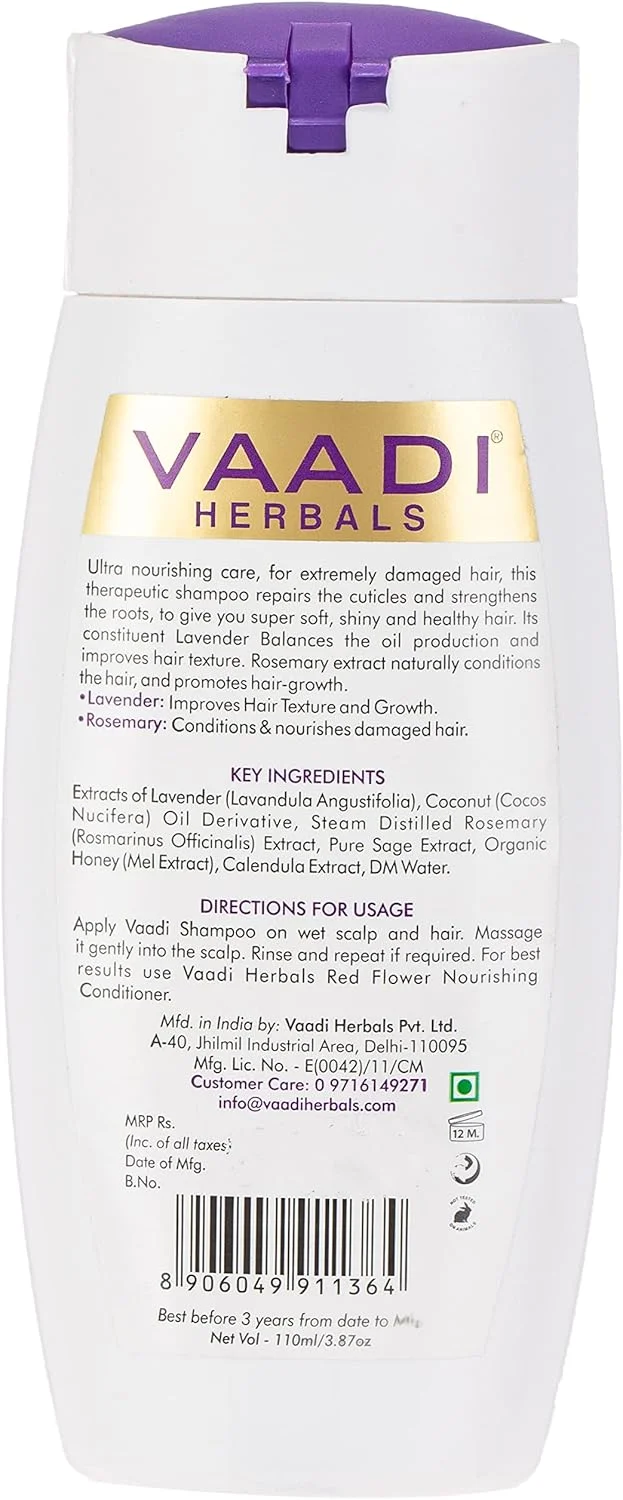 شامپو ترمیم کننده قوی اسطوخودوس و رزماری وادی هربالز (3 عدد x 110 میلی لیتر)