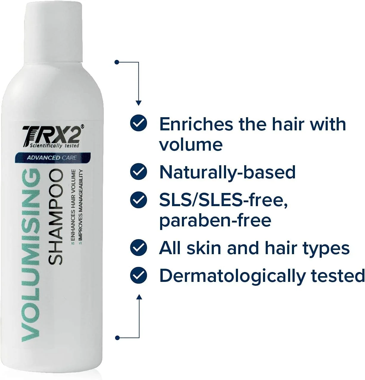 شامپو حجم دهنده مراقبت پیشرفته TRX2 - مناسب برای انواع پوست و مو - حجم فوری و سبک - بدون پارابن [200 میلی لیتر]