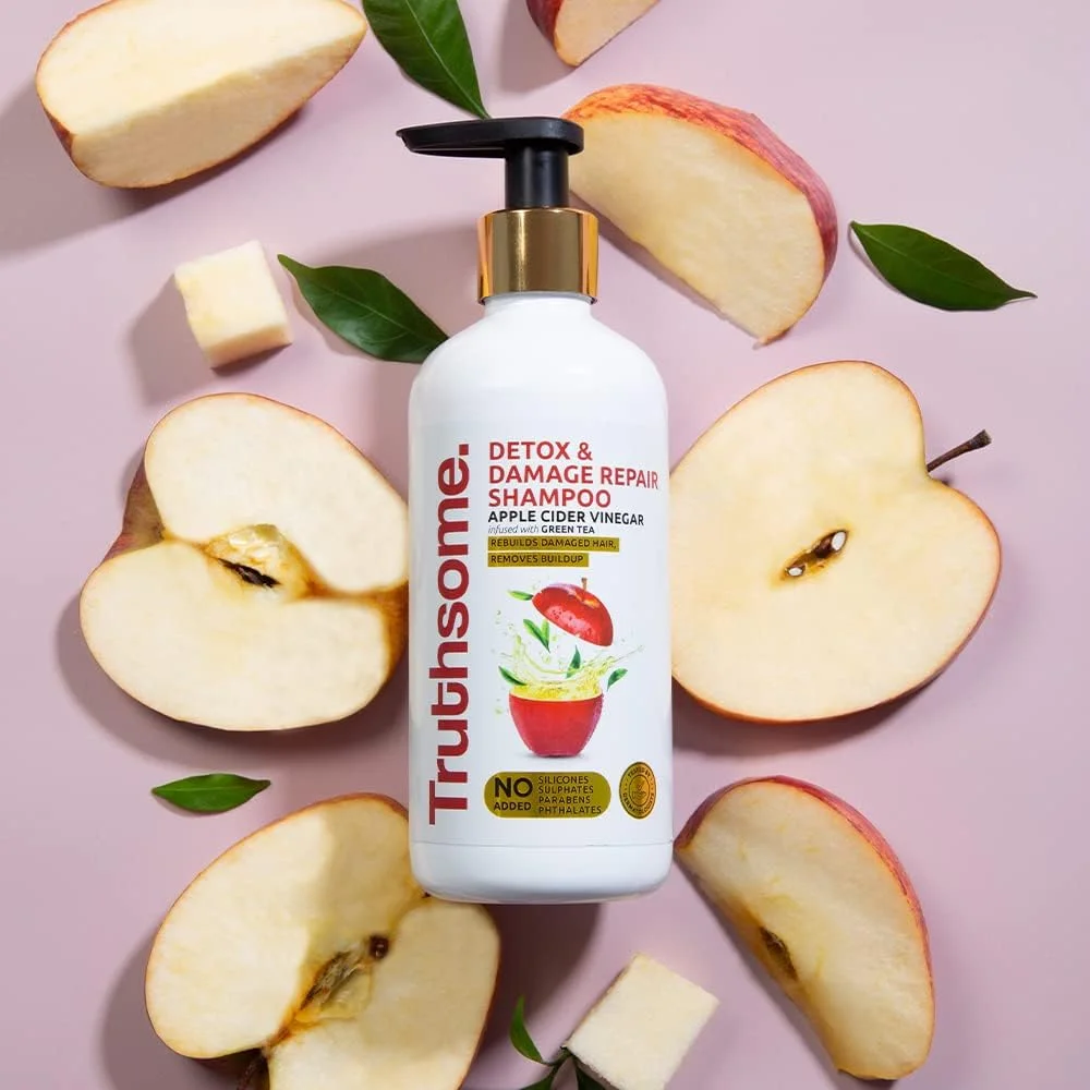 شامپو سم زدایی و ترمیم کننده Truthsome با سرکه سیب و چای سبز، بدون سیلیکون، سولفات، پارابن، فتالات 300 میلی لیتر