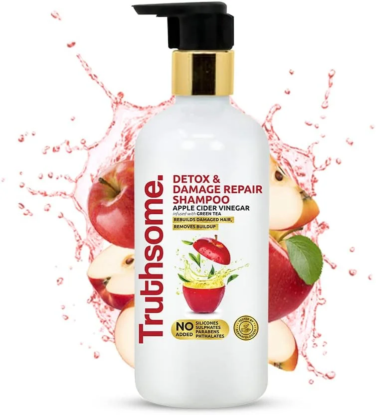 شامپو سم زدایی و ترمیم کننده Truthsome با سرکه سیب و چای سبز، بدون سیلیکون، سولفات، پارابن، فتالات 300 میلی لیتر