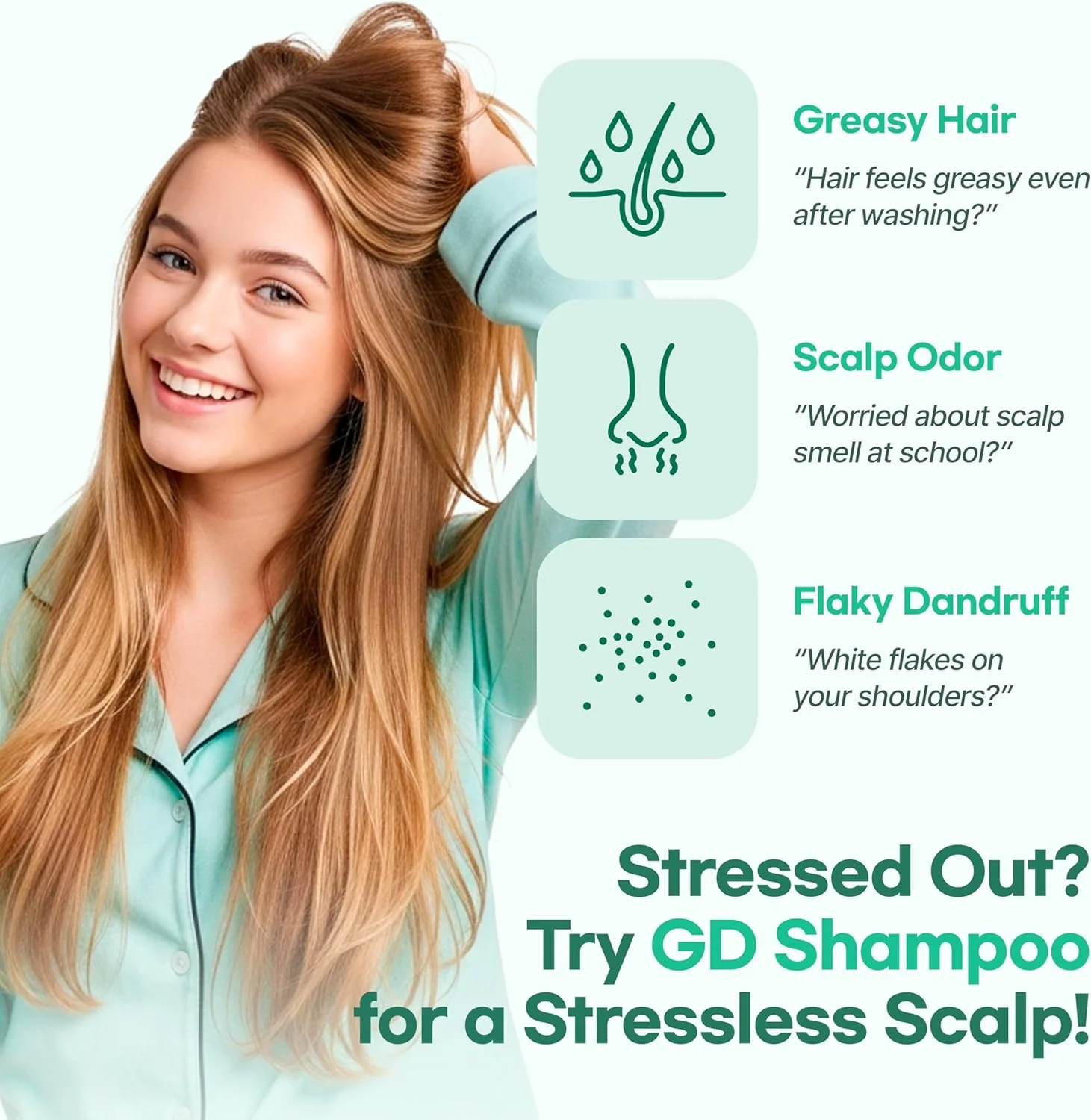 شامپو TS GD برای شوره سر و خارش پوست سر (400 میلی لیتر) شامپو مناسب جوانان و نوجوانان | درمان برای نوجوانان | بدون آلرژن | بدون سیلیکون، SLS، SLES