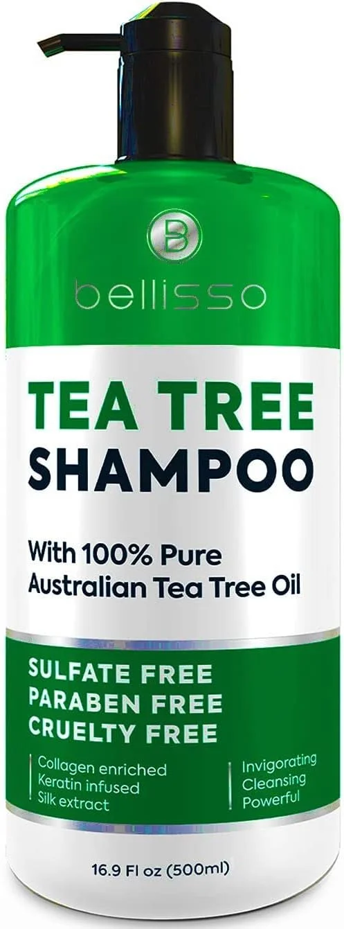 شامپو روغن درخت چای - بدون سولفات و پارابن با کلاژن کراتین - ایده آل برای زنان و مردان با موهای چرب و تجمع پوست سر - درمان ضد شوره برای پوست سر خارش دار و خشک - محصولات با کیفیت سالن