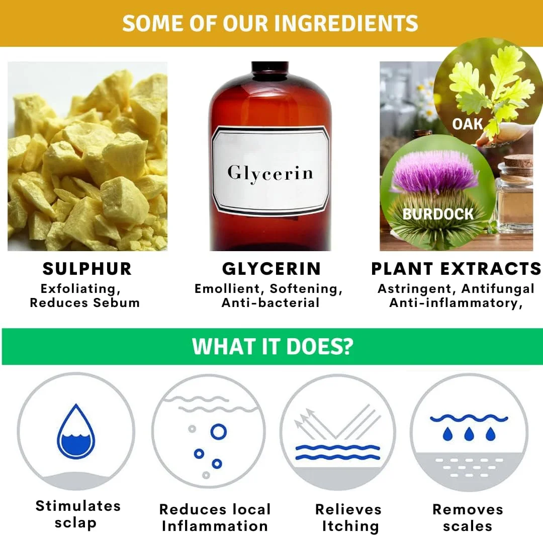 شامپو ضد شوره سولفور TIS - کاهش شوره سر، درماتیت سبورئیک، موهای چرب، برای پوست سر دارای سبوره، ریزش مو، تحریک رشد مو - حاوی باباآدم بزرگ - 100 میلی لیتر