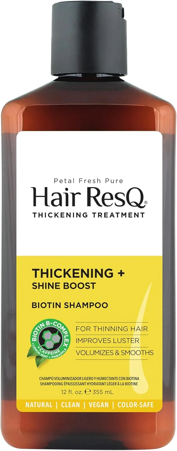 شامپو تقویت کننده و افزایش درخشش مو پتال فرش Hair ResQ، ۳۵۵ میلی لیتر | لیمو نعناع و آناناس ارگانیک | برای بهبود درخشش، حجم، صافی و ضخیم شدن مو | بدون پارابن، بدون سولفات و وگان