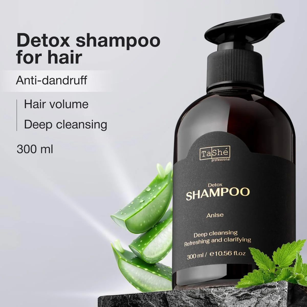 شامپو سم زدای حرفه ای انیسون تاشه - ضد شوره بدون سولفات با آلوئه ورا، زنجبیل، بیوتین - 300 میلی لیتر