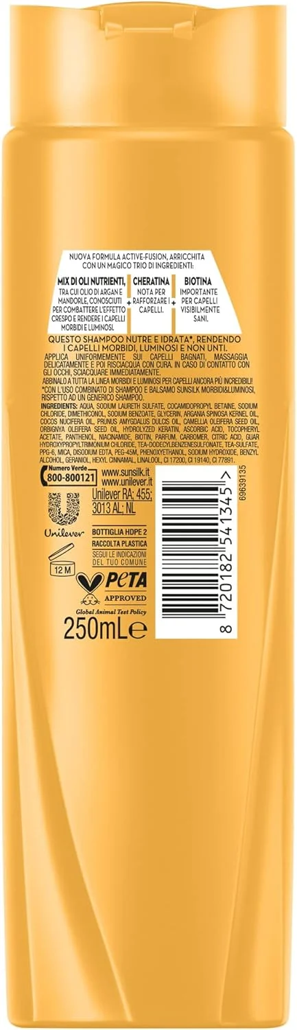 شامپو سانسیلک، نرم و درخشان کننده، شامپو ضد وز، موهایی نرم و غیر چرب به شما می دهد، فرمولاسیون فعال با روغن آرگان و بادام، کراتین و بیوتین، 250 میلی لیتر