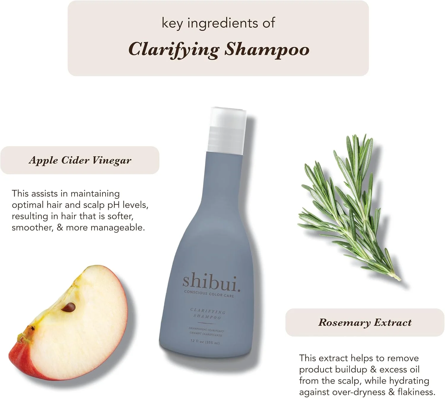 شامپو شفاف کننده شیبویی، پاک کننده عمیق، تصفیه کننده و افزایش دهنده درخشش، ایمن برای موهای رنگ شده و فاقد سیلیکون، 355 میلی لیتر