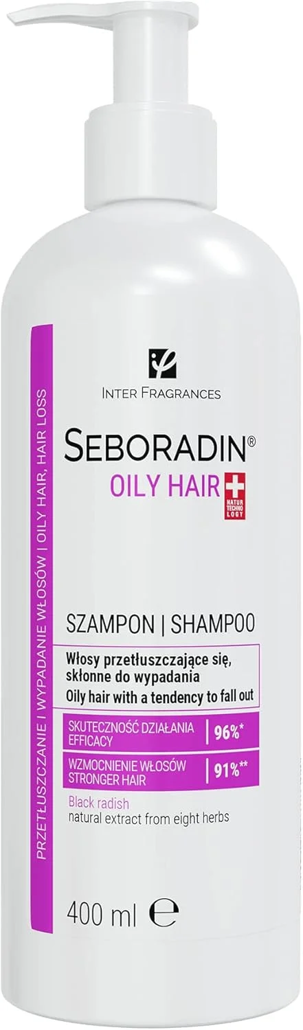 شامپو سبورادین برای موهای چرب، ریزش مو، شوره سر، پسوریازیس، اگزما، مراقبت از مو و پوست سر، ۴۰۰ میلی لیتر، مخصوص موهای چرب