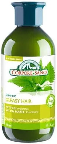 شامپو گزنه، فندق افسونگر و لیمو کورپوره سانو - بدون پارابن - ارگانیک تایید شده - ضد حساسیت - موهای چرب - 300 میلی لیتر