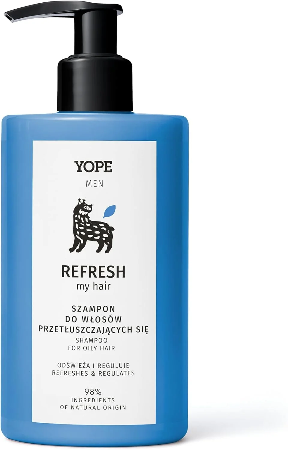 شامپو مردانه یوپ برای موهای چرب و پوست سر حساس، 98% طبیعی، طراوت بخش و پاک کننده، وگان، بدون سولفات، حاوی رازک و اسید میوه، رایحه ای تازه با میوه های مرکبات، 300 میلی لیتر