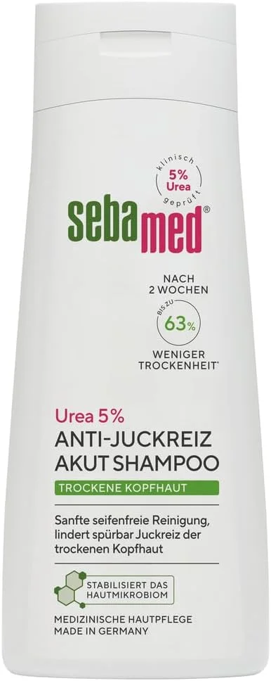 شامپو ضد خارش سبامد حاوی 5% اوره 200 میلی لیتر، برای پوست سر خشک، پاک کننده ملایم بدون صابون، به طور محسوسی خارش پوست سر خشک را تسکین می دهد، مرطوب کننده، شامپو برای آقایان و بانوان