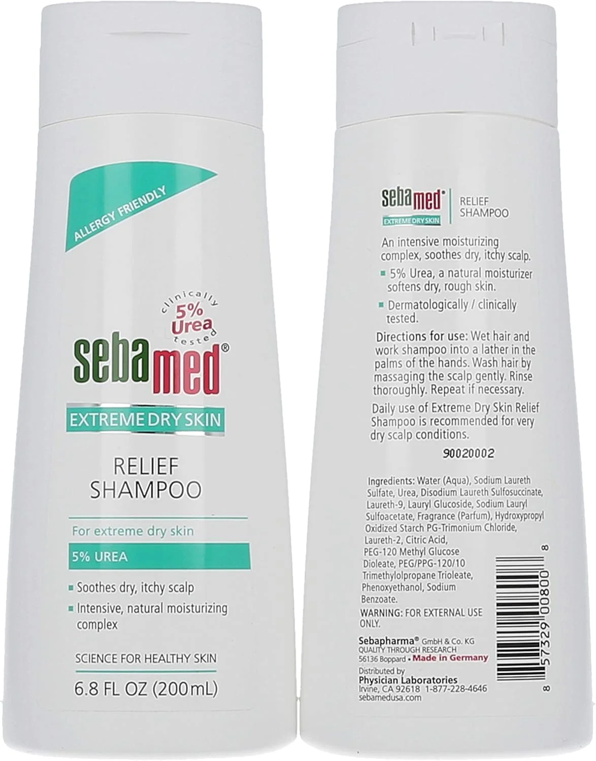 شامپو تسکین دهنده پوست خیلی خشک سبامد حاوی 5% اوره - ایده آل برای پوست سر خشک، اگزما، پسوریازیس، پوست چرب - درمان پوست سر خشک