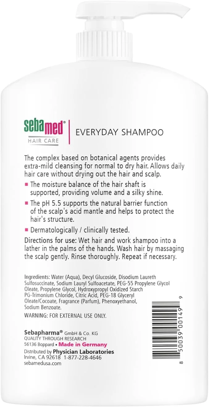 شامپو روزانه سبامد برای انواع مو و پوست سر حساس، ضد حساسیت، توصیه شده توسط متخصص پوست، pH 5.5، بدون صابون و مواد قلیایی (1 لیتر) بسته 2 عددی شامپو روزانه سبامد برای انواع مو و پوست سر حساس، ضد حساسیت، توصیه شده توسط متخصص پوست، pH 5.5، بدون صابون و مواد قلیایی (1 لیتر) بسته 2 عددی