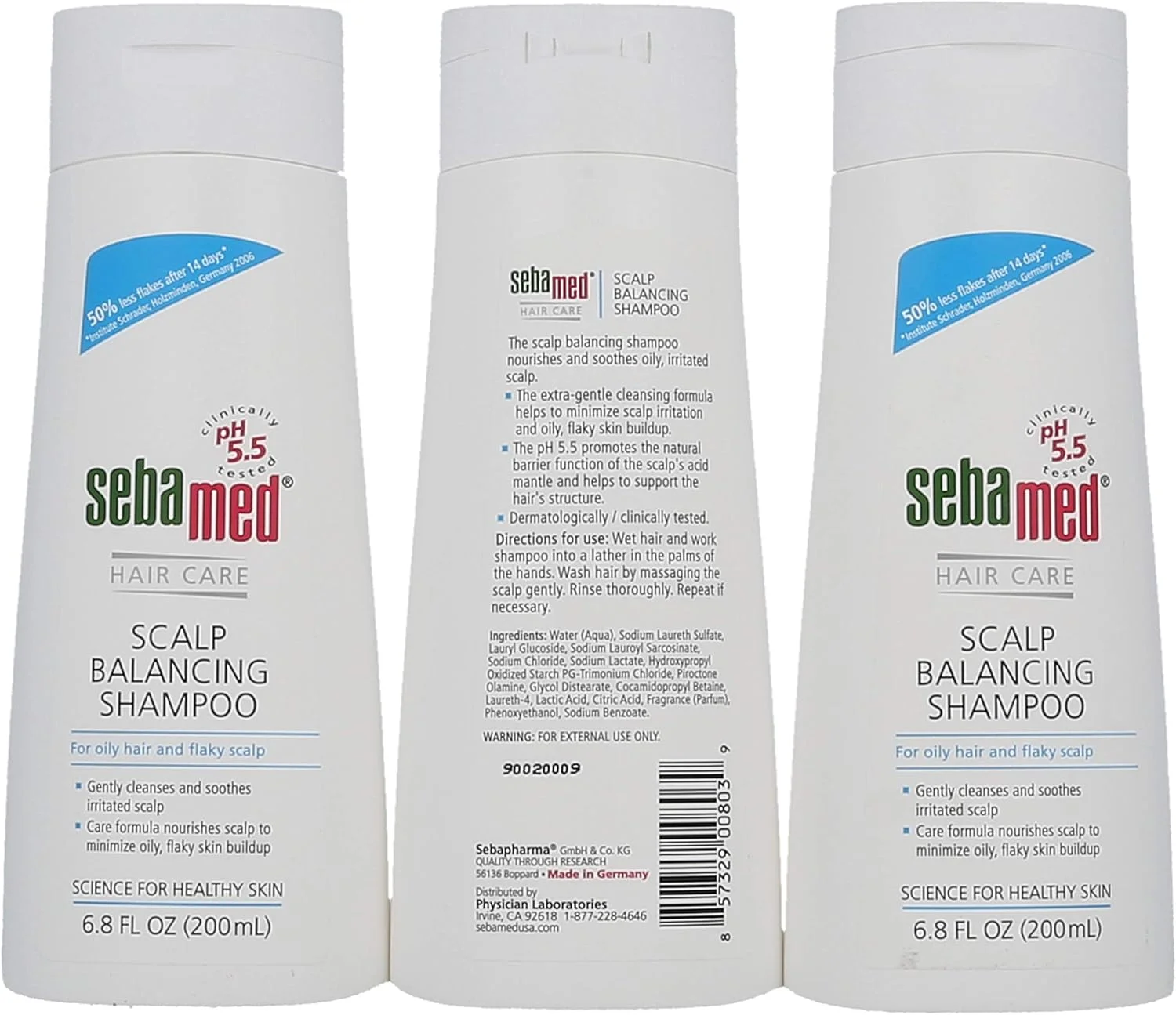 شامپو متعادل کننده پوست سر سبامد - ضد شوره برای موهای چرب و پوست سر پوسته پوسته (200 میلی لیتر) بسته 3 عددی
