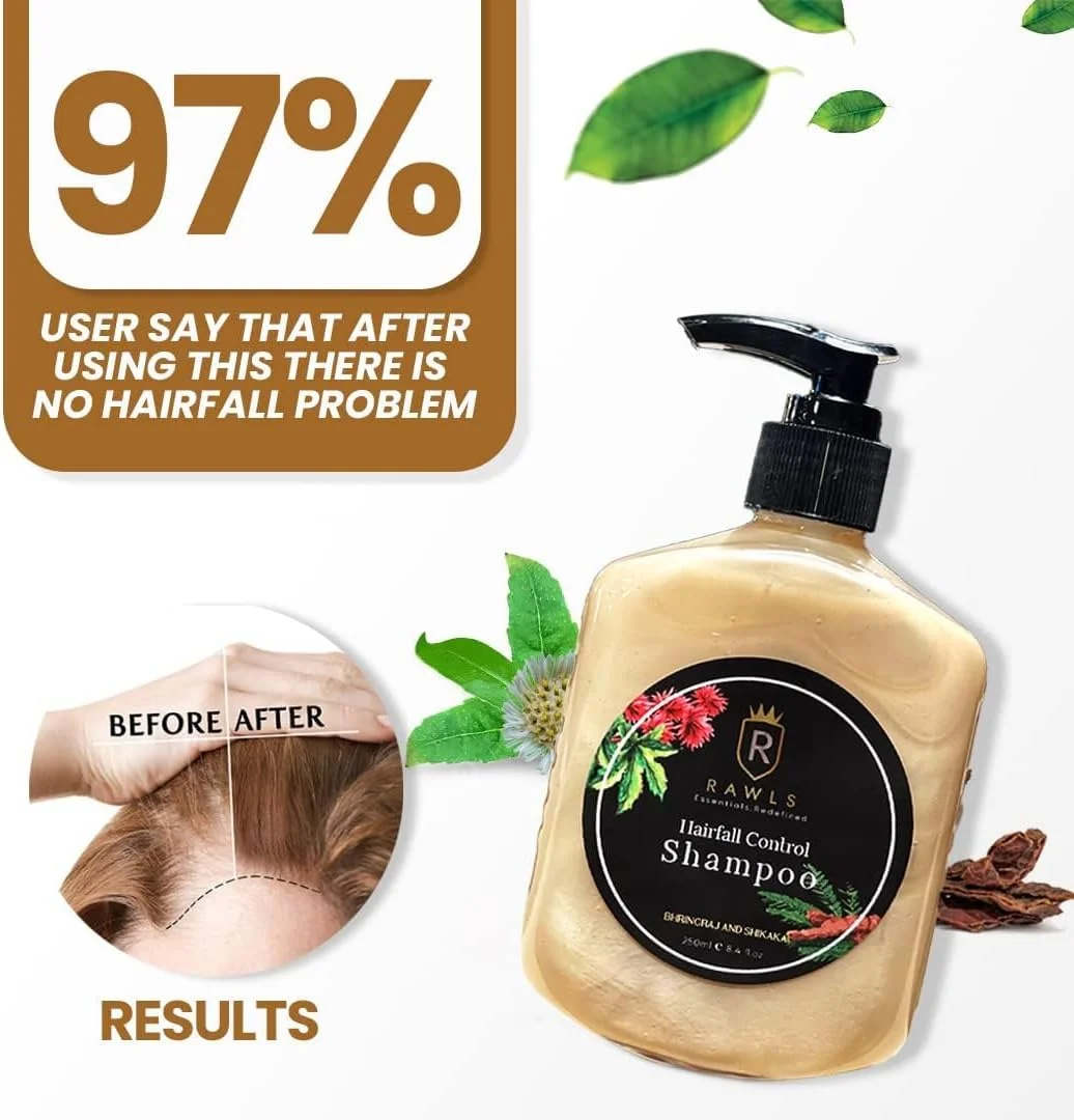 شامپو کنترل ریزش مو RAWLS برای آقایان و بانوان | محلول ضد ریزش مو با بیوتین و کراتین | رشد مو، تقویت موهای نازک، کاهش شکستگی | شامپو مسدود کننده DHT برای انواع مو 250 میلی لیتر