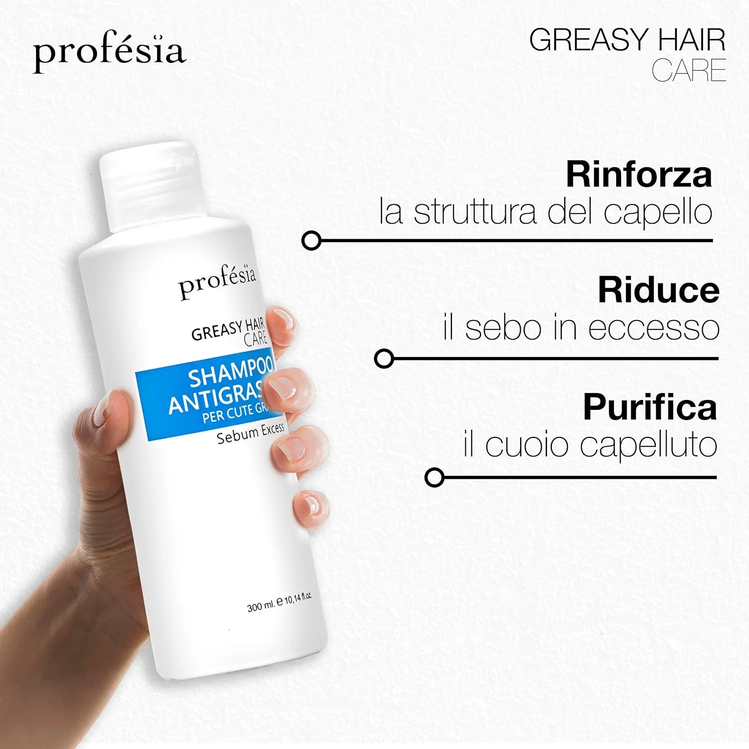شامپو موهای چرب پروفسیا 300 میلی لیتر - شامپو ملایم و متعادل کننده برای آقایان و بانوان، تنظیم کننده چربی - شامپو ضد چربی