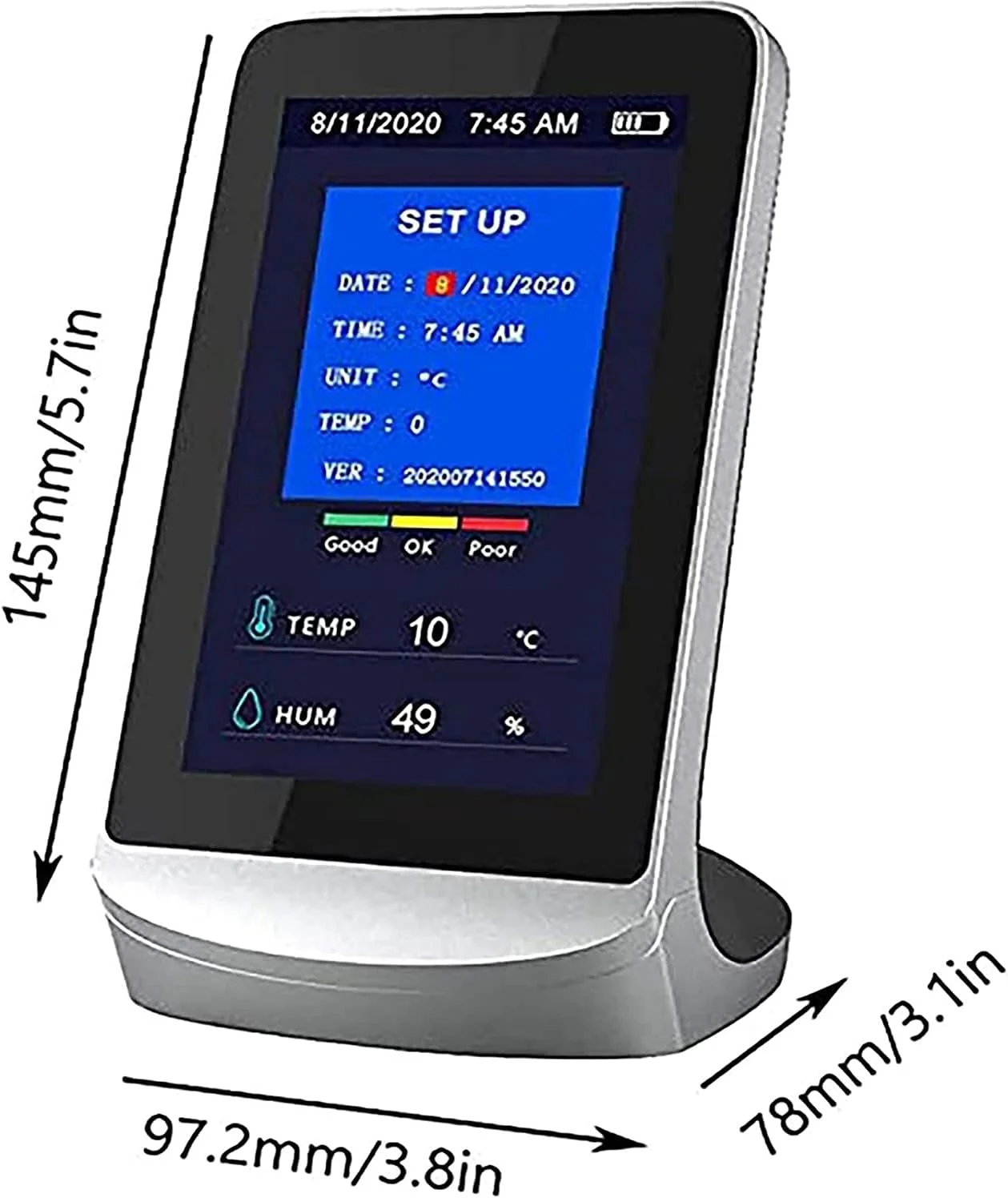 دستگاه تشخیص CO2 مدل ZXM، قابل حمل، چند منظوره، دارای صفحه نمایش HD، آنالیزور هوشمند کیفیت هوا، مانیتور آلودگی هوا برای خانه، دفتر و شرکت دستگاه تشخیص CO2 مدل ZXM، قابل حمل، چند منظوره، دارای صفحه نمایش HD، آنالیزور هوشمند کیفیت هوا، مانیتور آلودگی هوا برای خانه، دفتر و شرکت