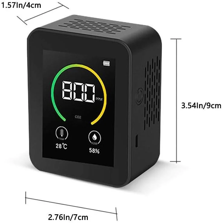 دستگاه تشخیص دی اکسید کربن ZXM، سنسور تشخیص هوا، غلظت گاز، صفحه نمایش رنگی TFT، مانیتور هوشمند کیفیت هوا 400-5000ppm (رنگ: مشکی) دستگاه تشخیص دی اکسید کربن ZXM، سنسور تشخیص هوا، غلظت گاز، صفحه نمایش رنگی TFT، مانیتور هوشمند کیفیت هوا 400-5000ppm (رنگ: مشکی)
