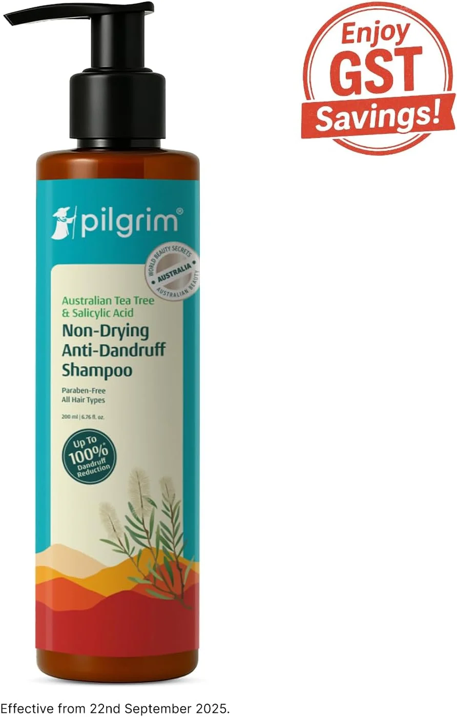 شامپو ضد شوره غیر خشک کننده درخت چای استرالیایی پیلگریم 200 میلی لیتر | از بین بردن شوره سر از منبع | کمک به خارش، سوزش | موهای قوی و صاف | برای آقایان و بانوان |