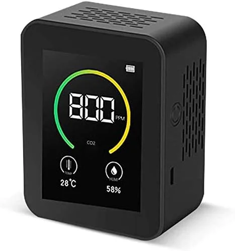 ZXM Carbon dioxide detector air detector sensor gas concentration color content TFT color screen TFT smart air quality monitor 400-5000PPM (Color : Black)