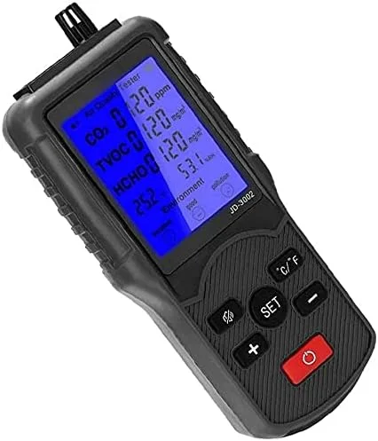 دستگاه تشخیص کیفیت هوا ZXM، سنجش دما و رطوبت با صفحه نمایش LCD، تستر کیفیت هوا مشکی برای مصارف خانگی