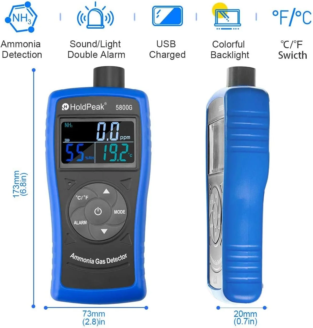 دستگاه تست و مانیتور تشخیص گاز آمونیاک ZXM، دستگاه حرفه ای تشخیص ذرات معلق برای صنعت، خانه، کارخانه، کیفیت دستگاه تصفیه هوا، دکوراسیون، محیط زیست