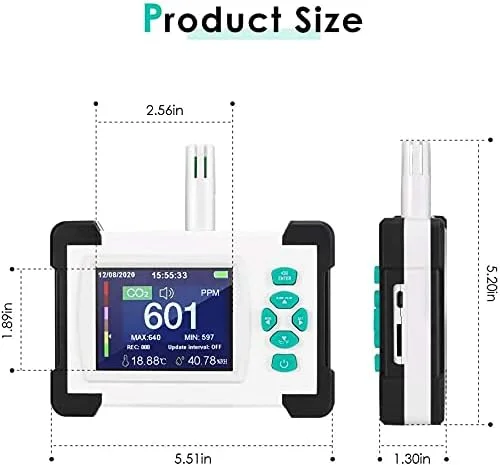 دستگاه تشخیص کیفیت هوا ZXM، سنجش دما/رطوبت با قابلیت خروجی داده PDF و سنسور با دقت بالا 0-9999ppm