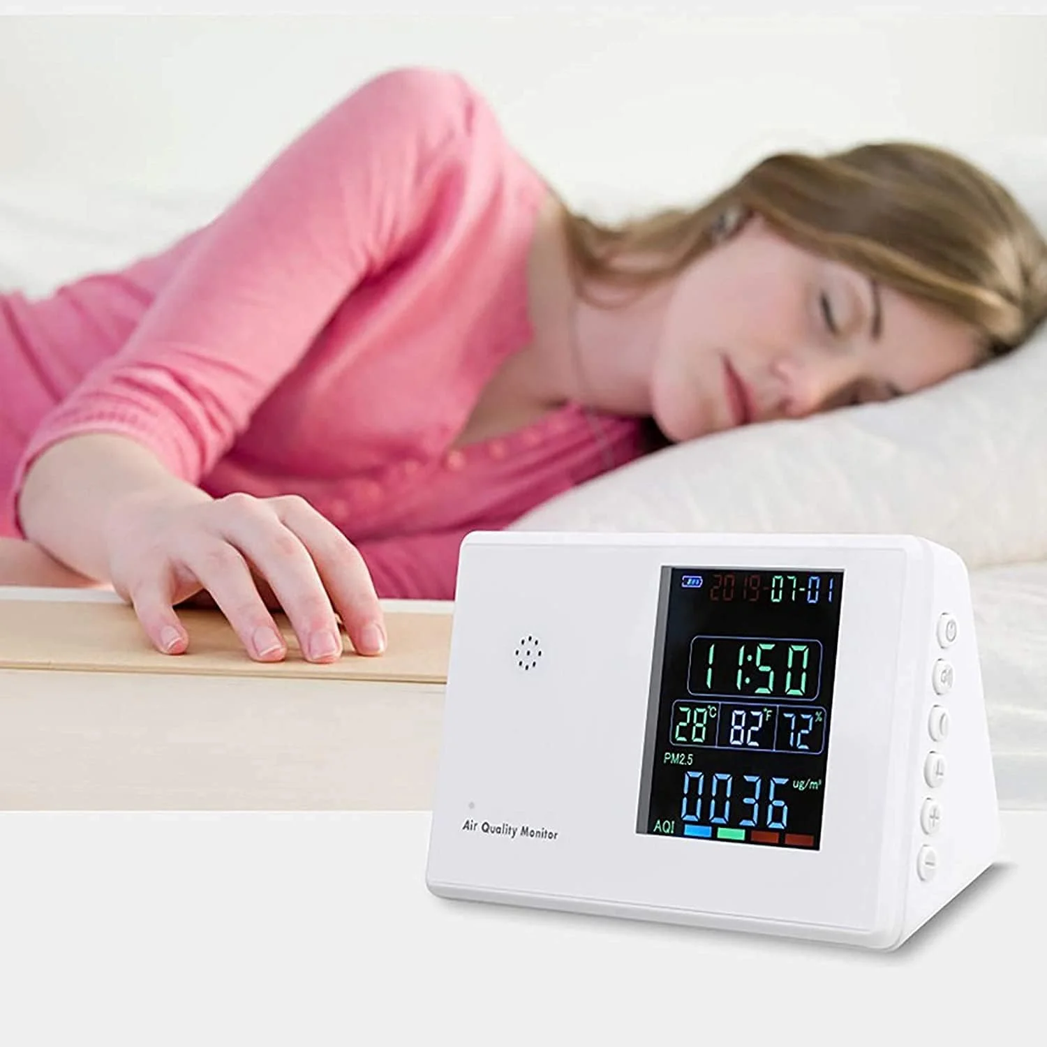 دستگاه تشخیص دی اکسید کربن ZXM با صفحه نمایش TFT HD، مانیتور کیفیت هوا، سنسور، تستر؛ تشخیص و تست آلودگی داخلی، PM2.5، دی اکسید کربن، دما و رطوبت