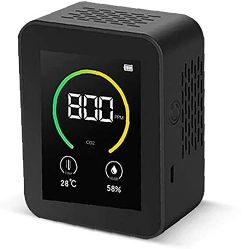 دستگاه تشخیص دی اکسید کربن ZXM، سنسور تشخیص هوا، غلظت گاز، صفحه نمایش رنگی TFT، مانیتور هوشمند کیفیت هوا 400-5000PPM (رنگ: مشکی)