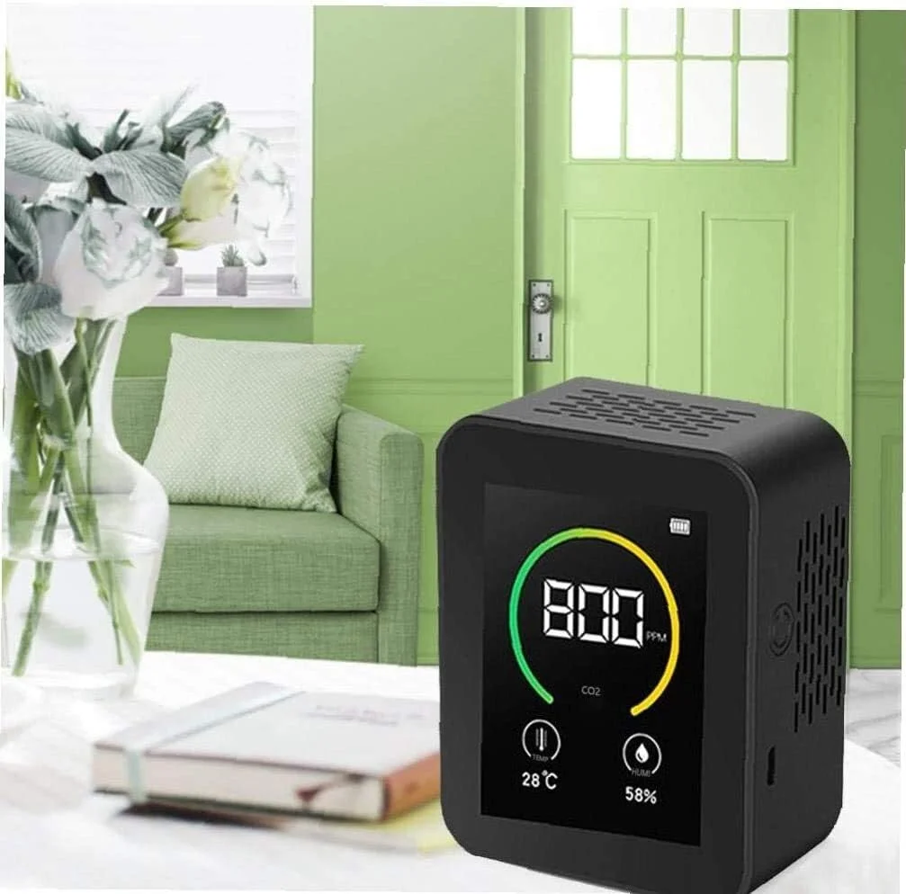 دستگاه تشخیص دی اکسید کربن ZXM، سنسور تشخیص هوا، غلظت گاز، صفحه نمایش رنگی TFT، مانیتور هوشمند کیفیت هوا 400-5000PPM (رنگ: مشکی)