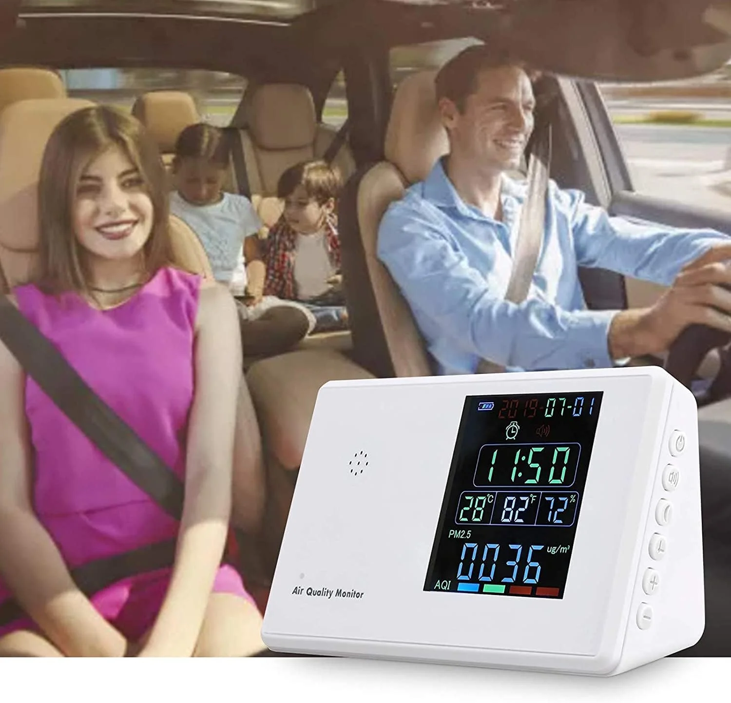 دستگاه تشخیص دی اکسید کربن ZXM با صفحه نمایش TFT HD، مانیتور کیفیت هوا، سنسور، تستر؛ تشخیص و تست آلودگی داخلی، PM2.5، دی اکسید کربن، دما و رطوبت