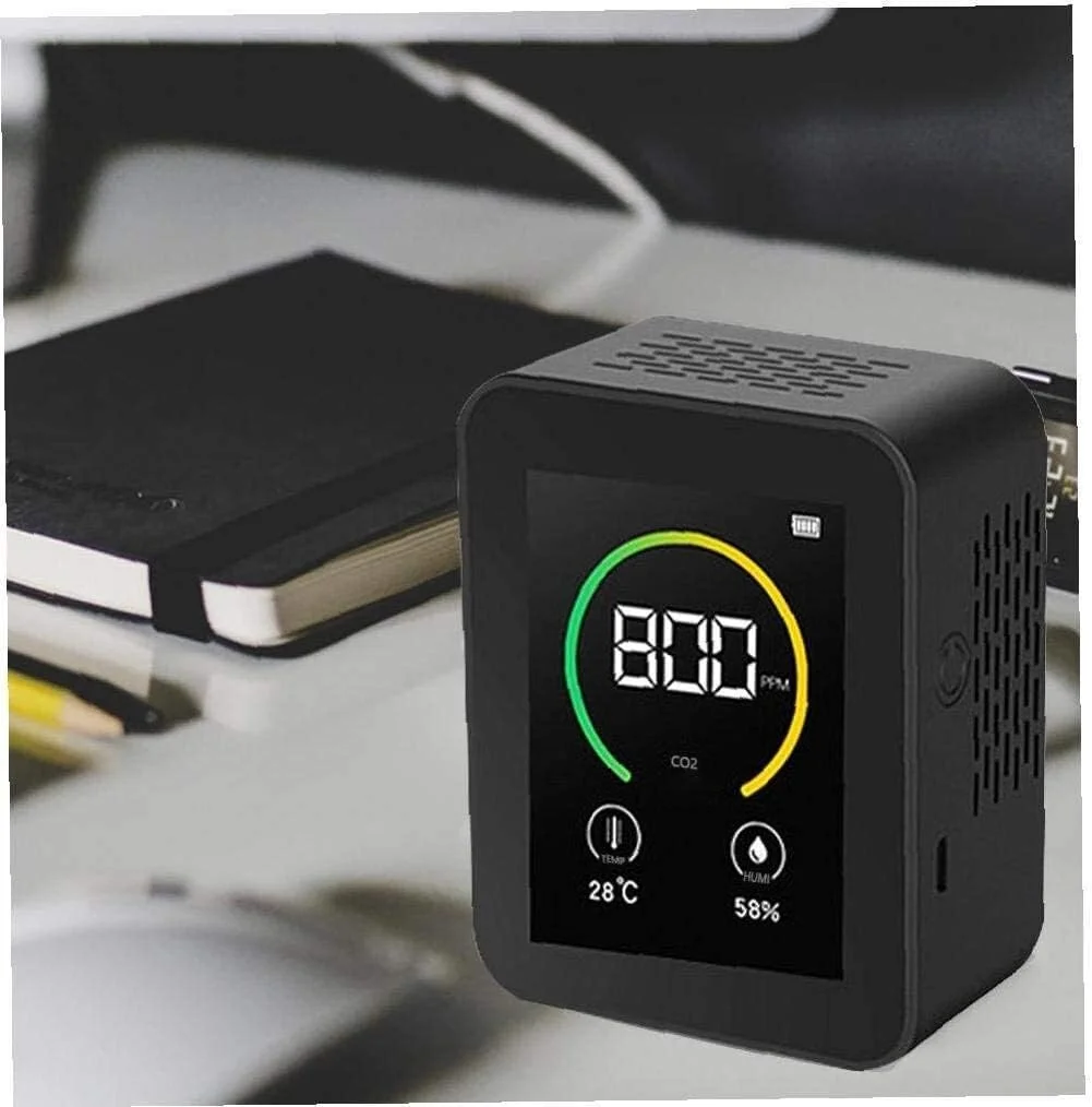 دستگاه تشخیص دی اکسید کربن ZXM، سنسور تشخیص هوا، غلظت گاز، صفحه نمایش رنگی TFT، مانیتور هوشمند کیفیت هوا 400-5000PPM (رنگ: مشکی)