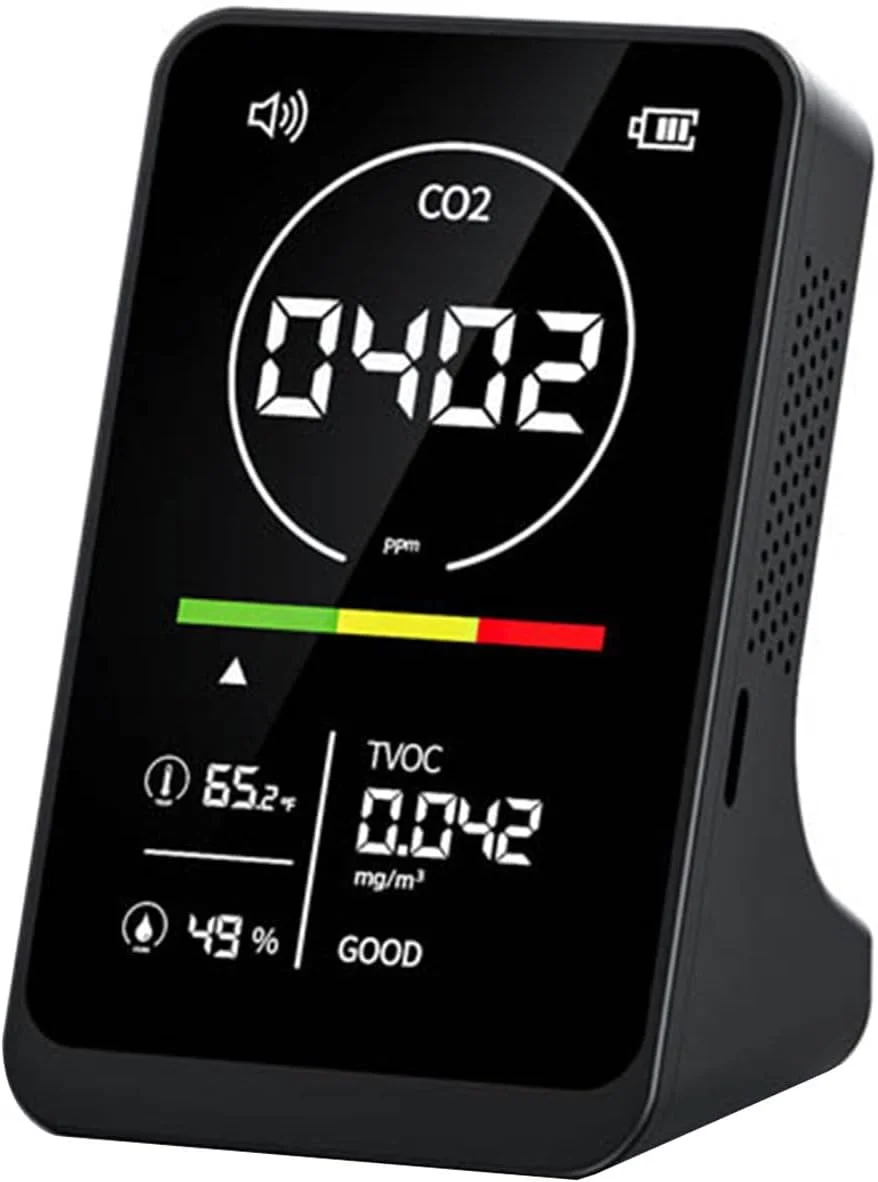 تستر دی اکسید کربن ZERZENGGENGPT، دستگاه سنجش کیفیت هوای دیجیتال داخلی با قابلیت تشخیص دما، رطوبت و TVOC به همراه آلارم