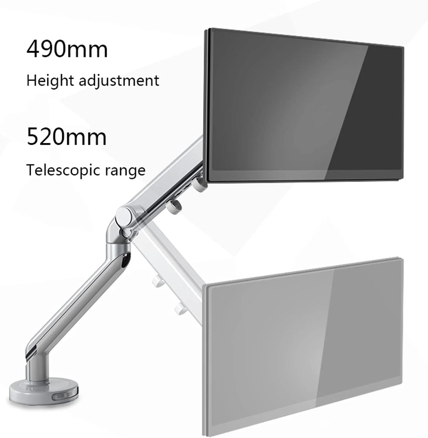 نگهدارنده مانیتور دوگانه فنری مکانیکی نقره ای zlw-shop 17"-32"، پایه مانیتور آلومینیومی قابل تنظیم، پایه رومیزی با گیره C (مدل: A) نگهدارنده مانیتور دوگانه فنری مکانیکی نقره ای zlw-shop 17"-32"، پایه مانیتور آلومینیومی قابل تنظیم، پایه رومیزی با گیره C (مدل: A)