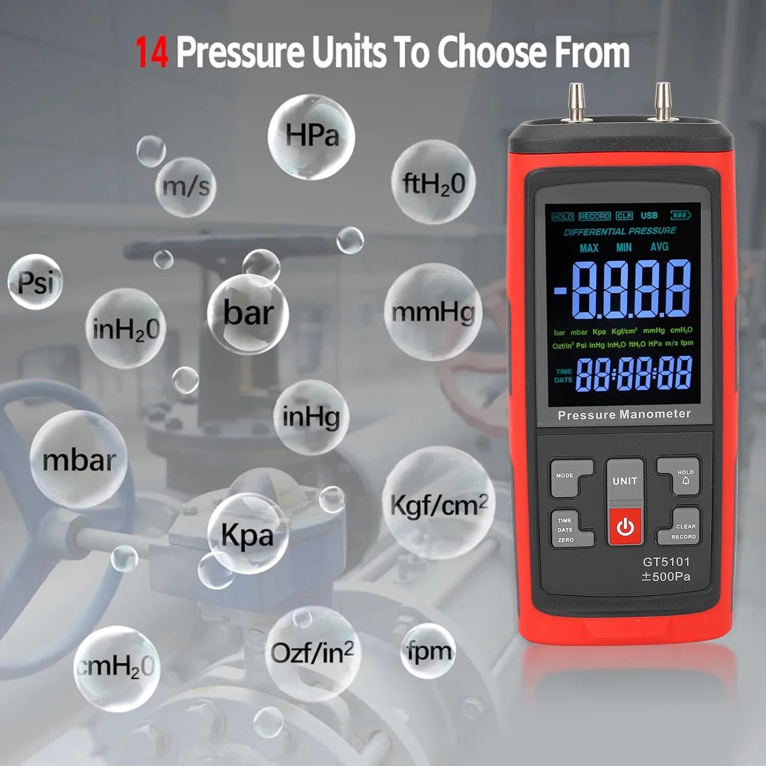 مانومتر دیجیتال Zhjvihx، فشارسنج هوا با صفحه نمایش LCD دارای نور پس زمینه 4.45cm X 4.95cm، پورت های دوگانه دیفرانسیل برای کالیبراسیون اندازه گیری گاز، تست آزمایشگاهی HVAC مانومتر دیجیتال Zhjvihx، فشارسنج هوا با صفحه نمایش LCD دارای نور پس زمینه 4.45cm X 4.95cm، پورت های دوگانه دیفرانسیل برای کالیبراسیون اندازه گیری گاز، تست آزمایشگاهی HVAC