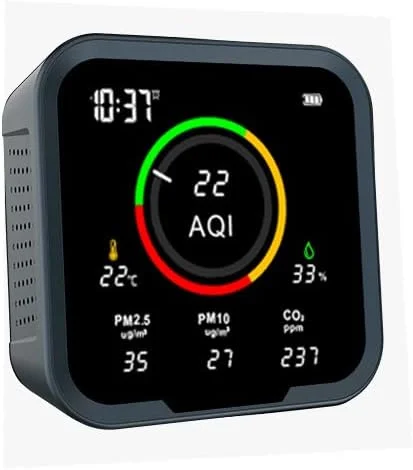 دستگاه سنجش کیفیت هوای ZCBYBT، آشکارساز داخلی PM2.5 PM10، شاخص کیفیت هوا، CO2، دما، رطوبت، تشخیص بلادرنگ برای دفتر، اتاق خواب، باشگاه